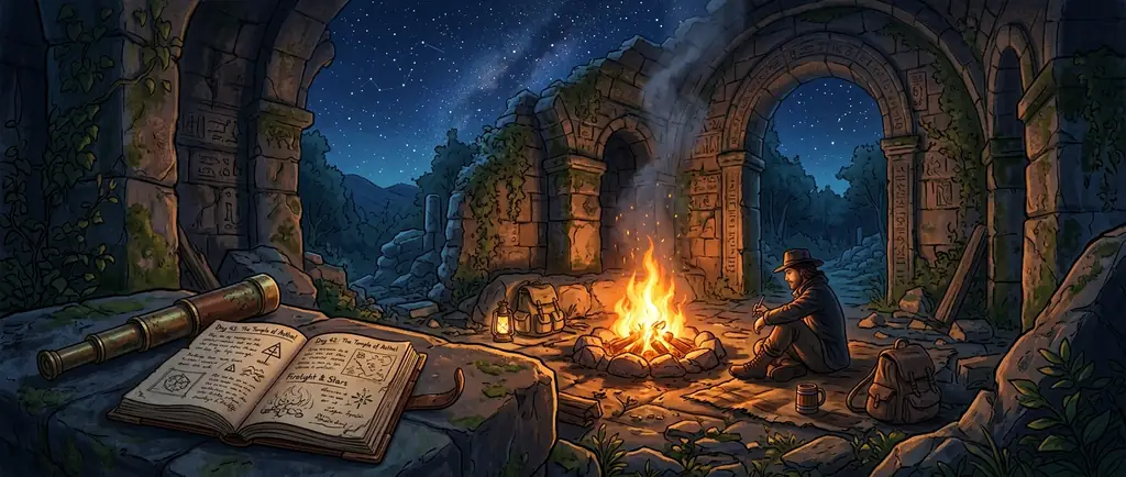 Campfire in ruins
